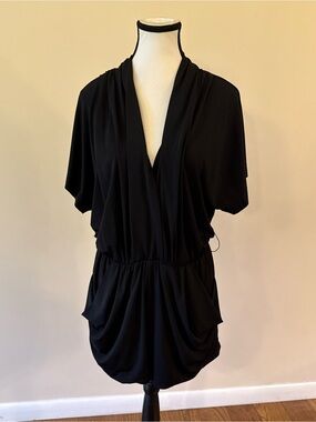 Black Draped V-Neck Women's Romper size Medium